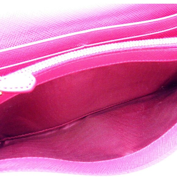 PRADA Long Wallet Logo Pink Safiano Leather Authentic - Picture 5 of 8